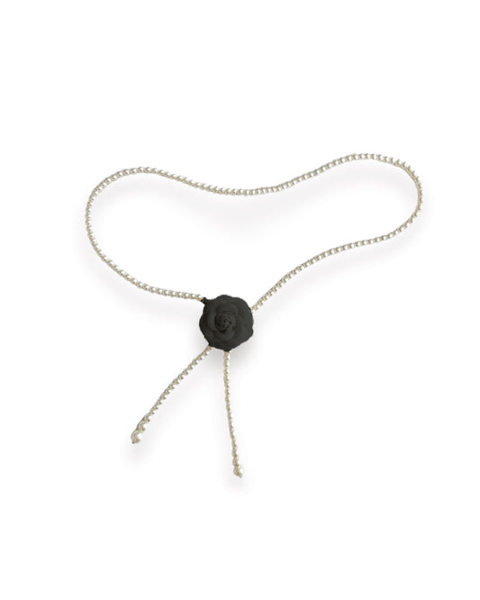 black fabric flower pearls waist chain *pre-order*