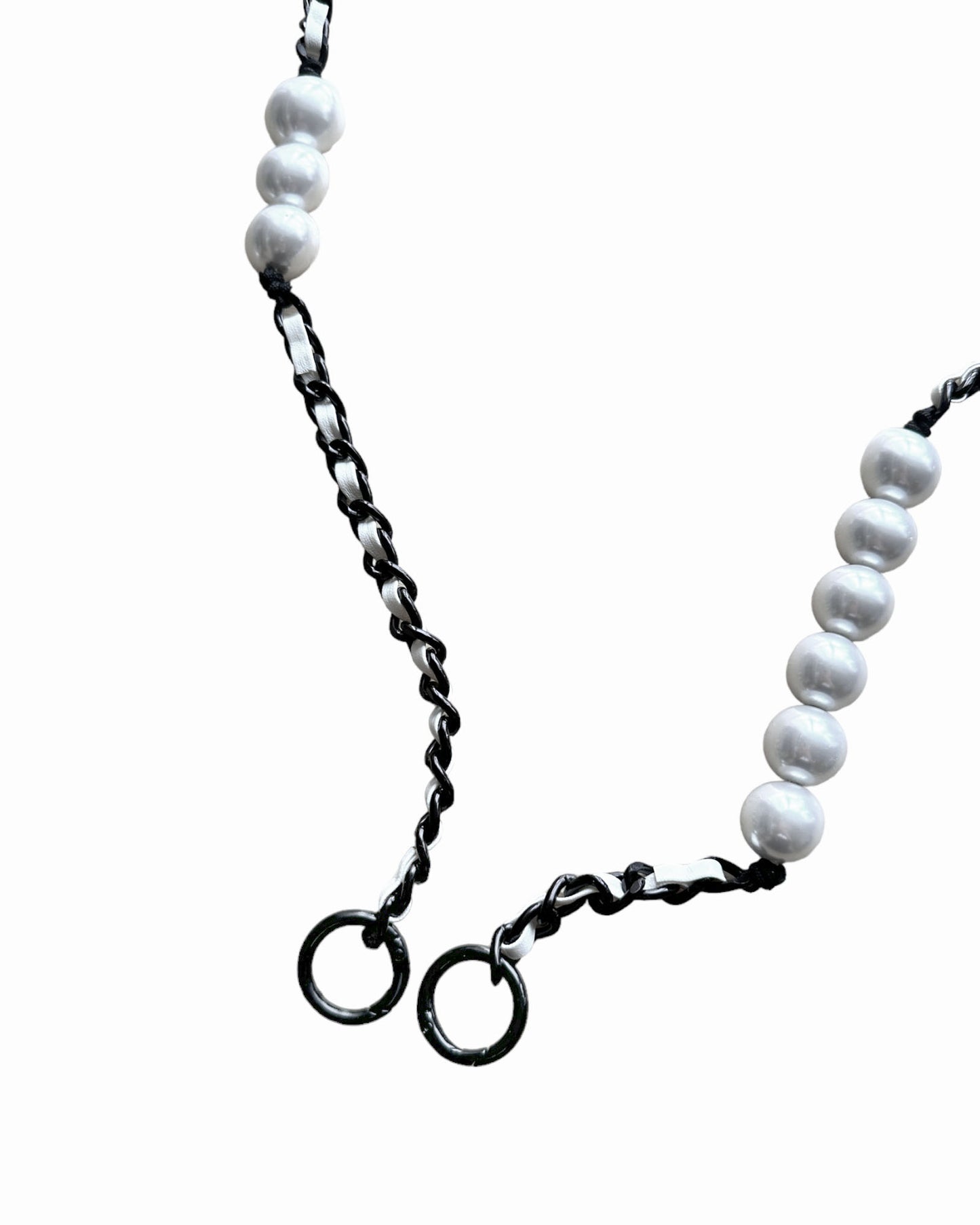 ivory pu leather chain w/ pearls phone chain