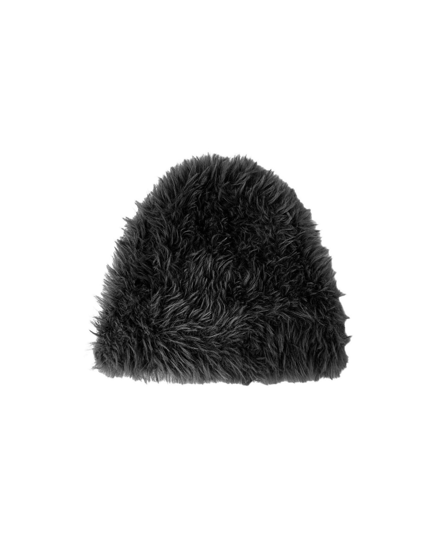 black fluffy knitted beanie