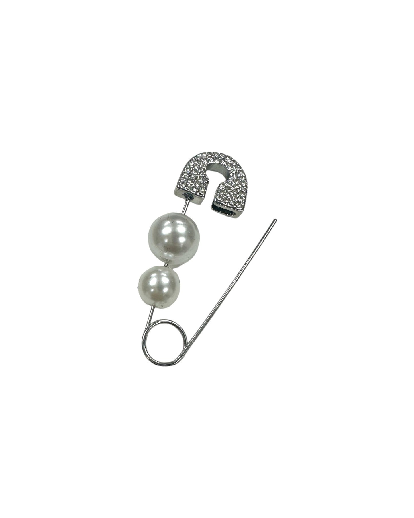 sliver pearls pin shape diamond earring