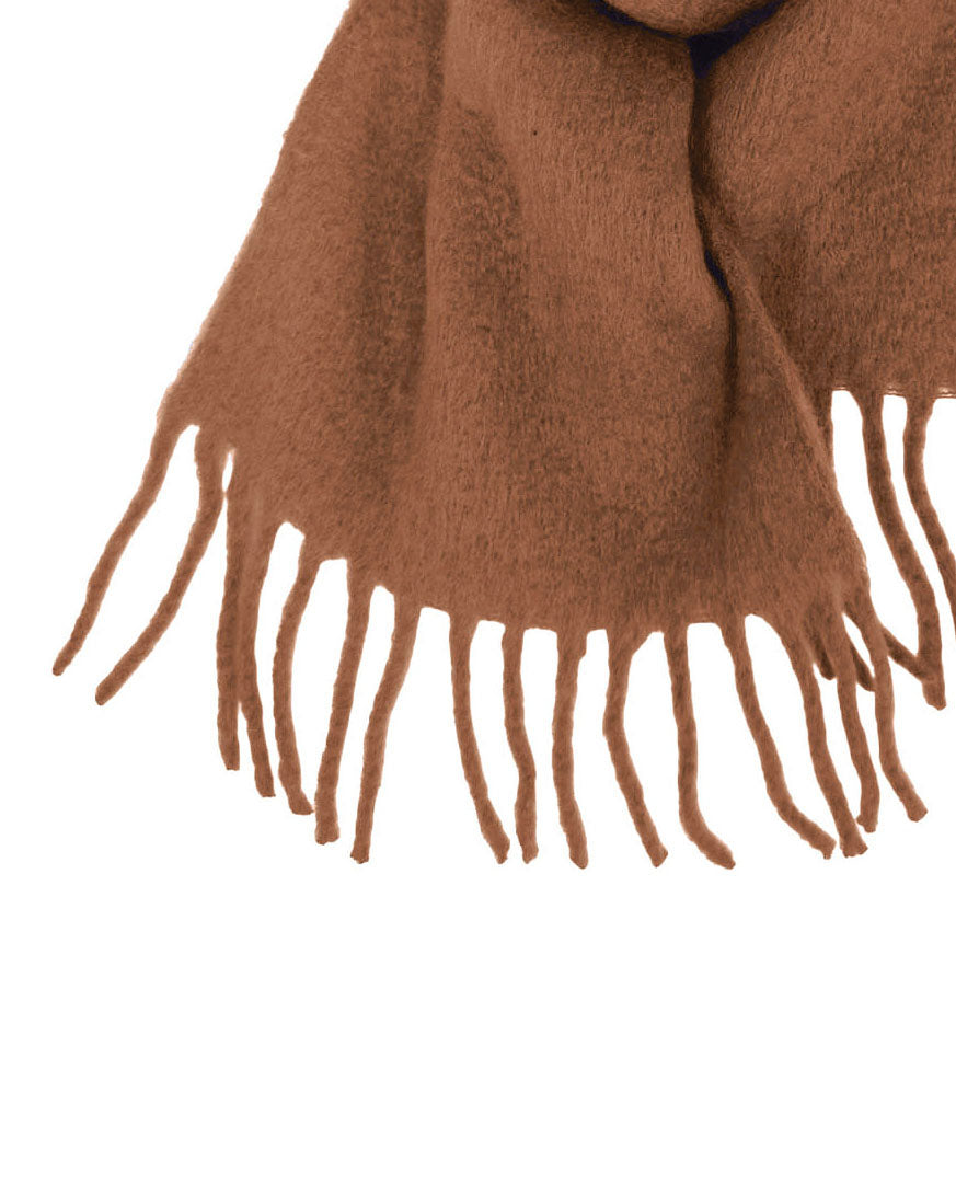 beige wool-blended tassels scarf *pre-order*