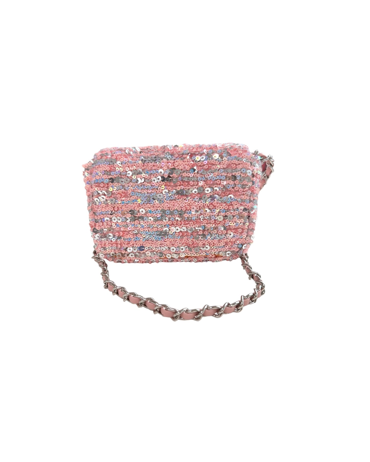 pink sequins chain cross body bag