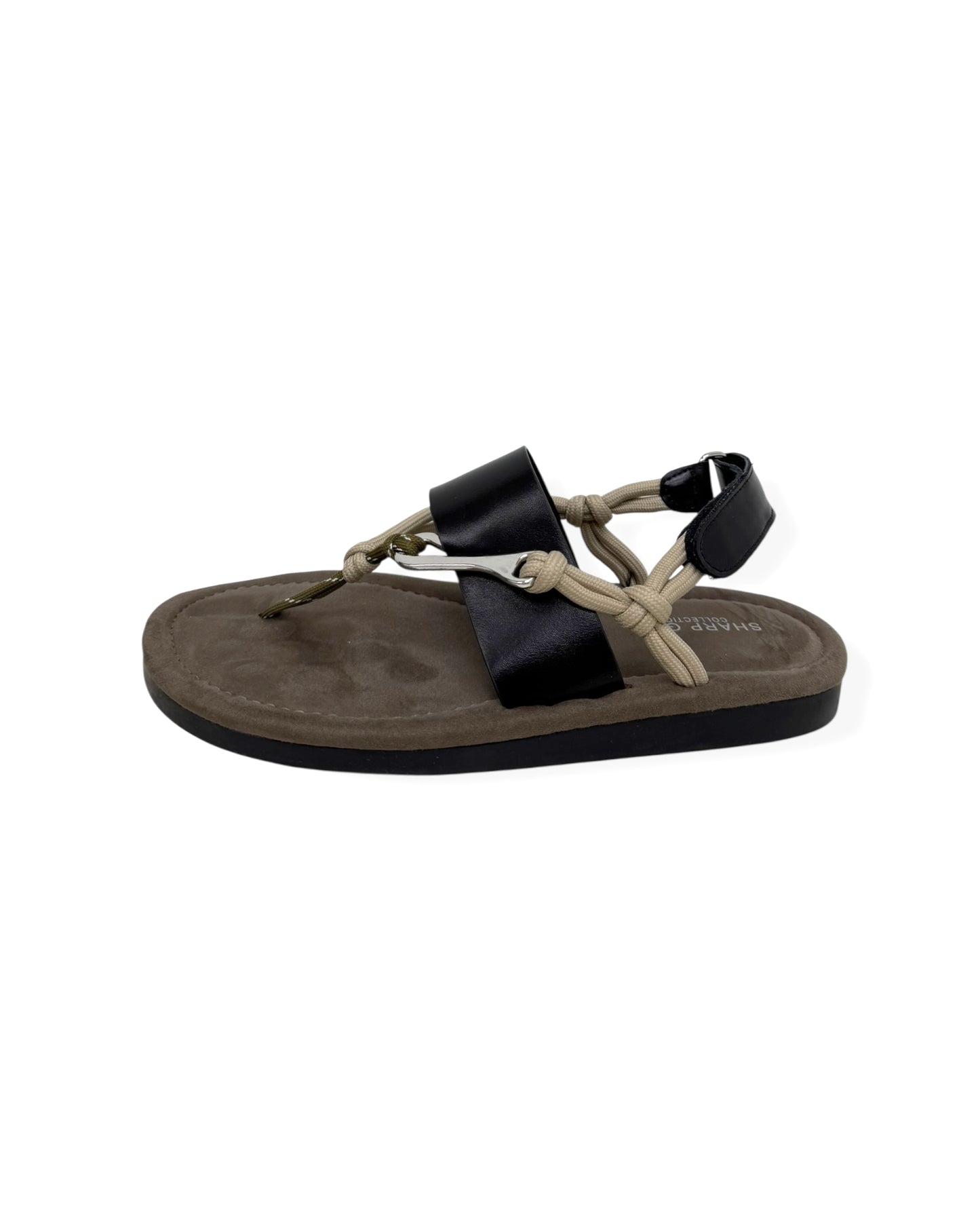 brown PU leather with rope & silver buckle sandals *pre-order*
