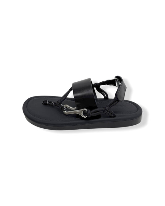 black PU leather with rope & silver buckle sandals *pre-order*