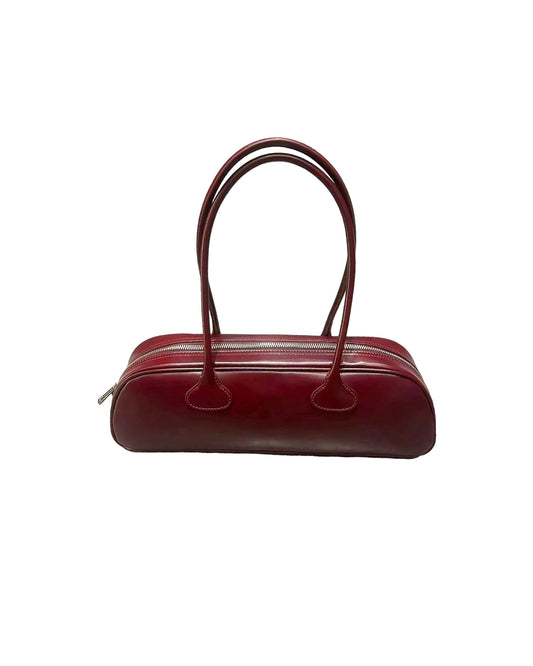 burgundy PU leather long shoulder bag *pre-order*