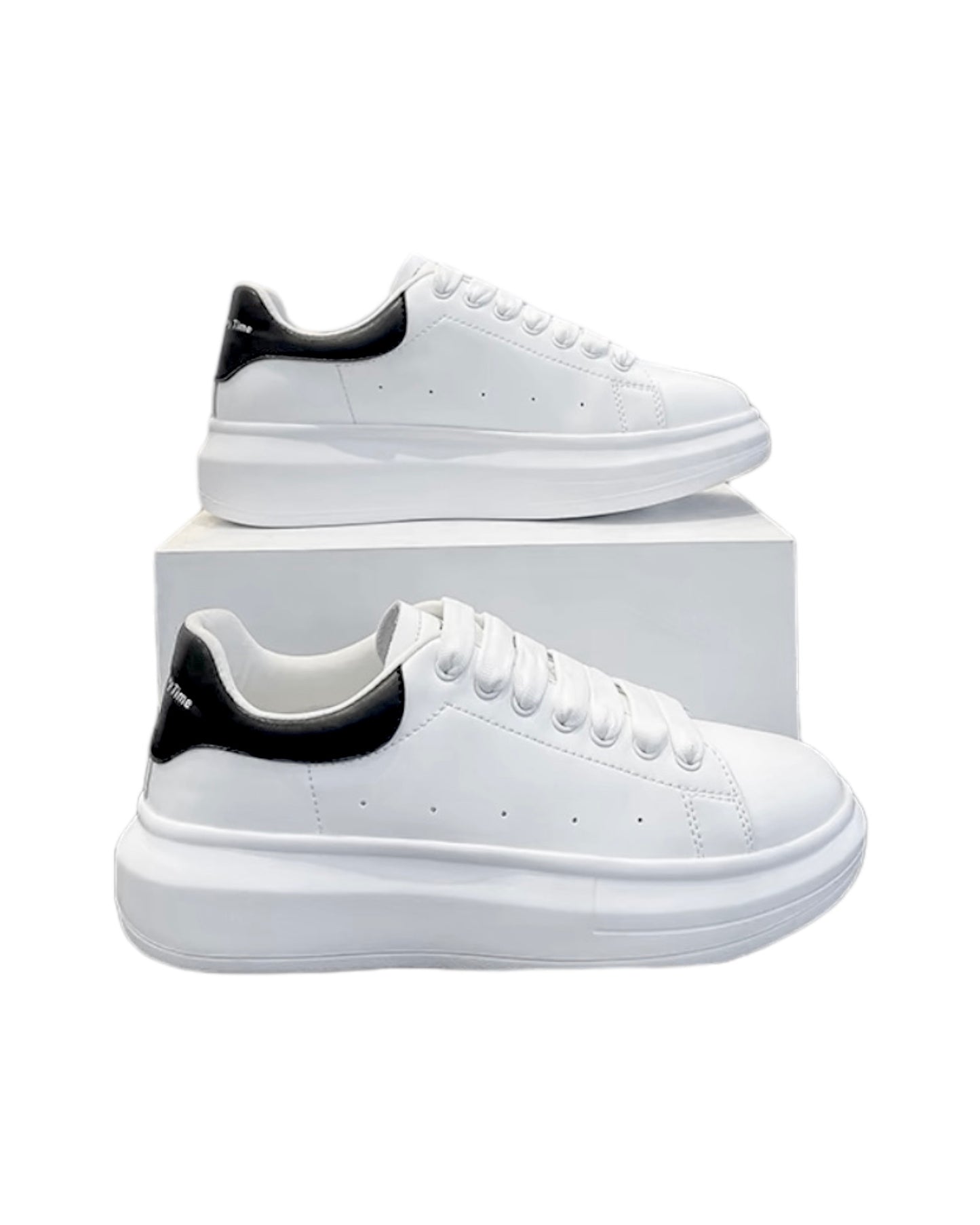 ivory & black PU leather flatform sneakers *pre-order*