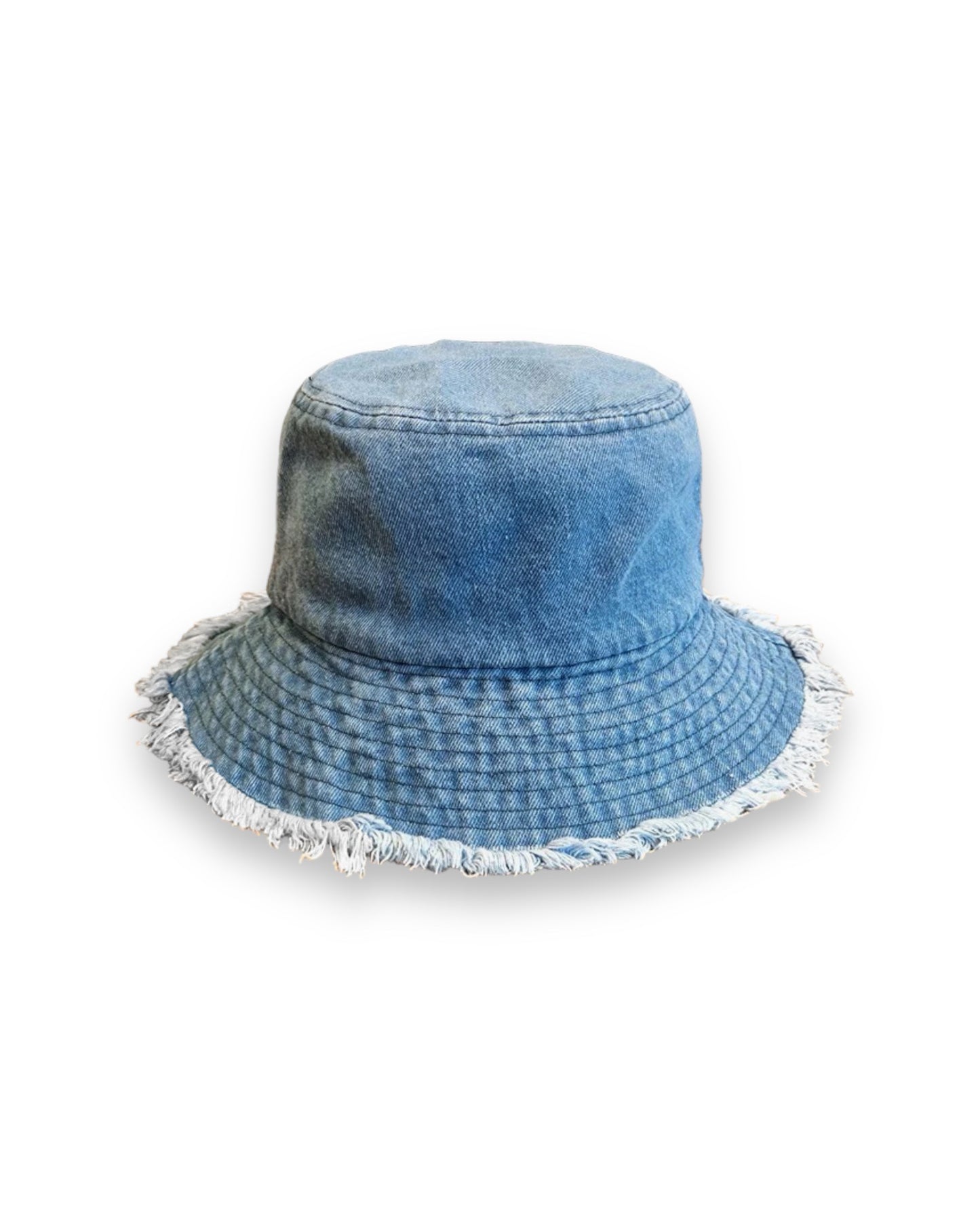 denim ripped hem bucket hat