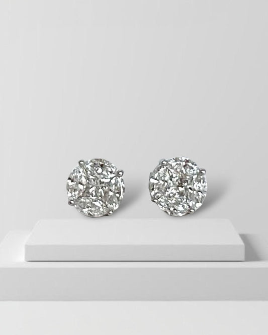 GAL illusion round 18K lab-grown diamonds earrings *pre-order*