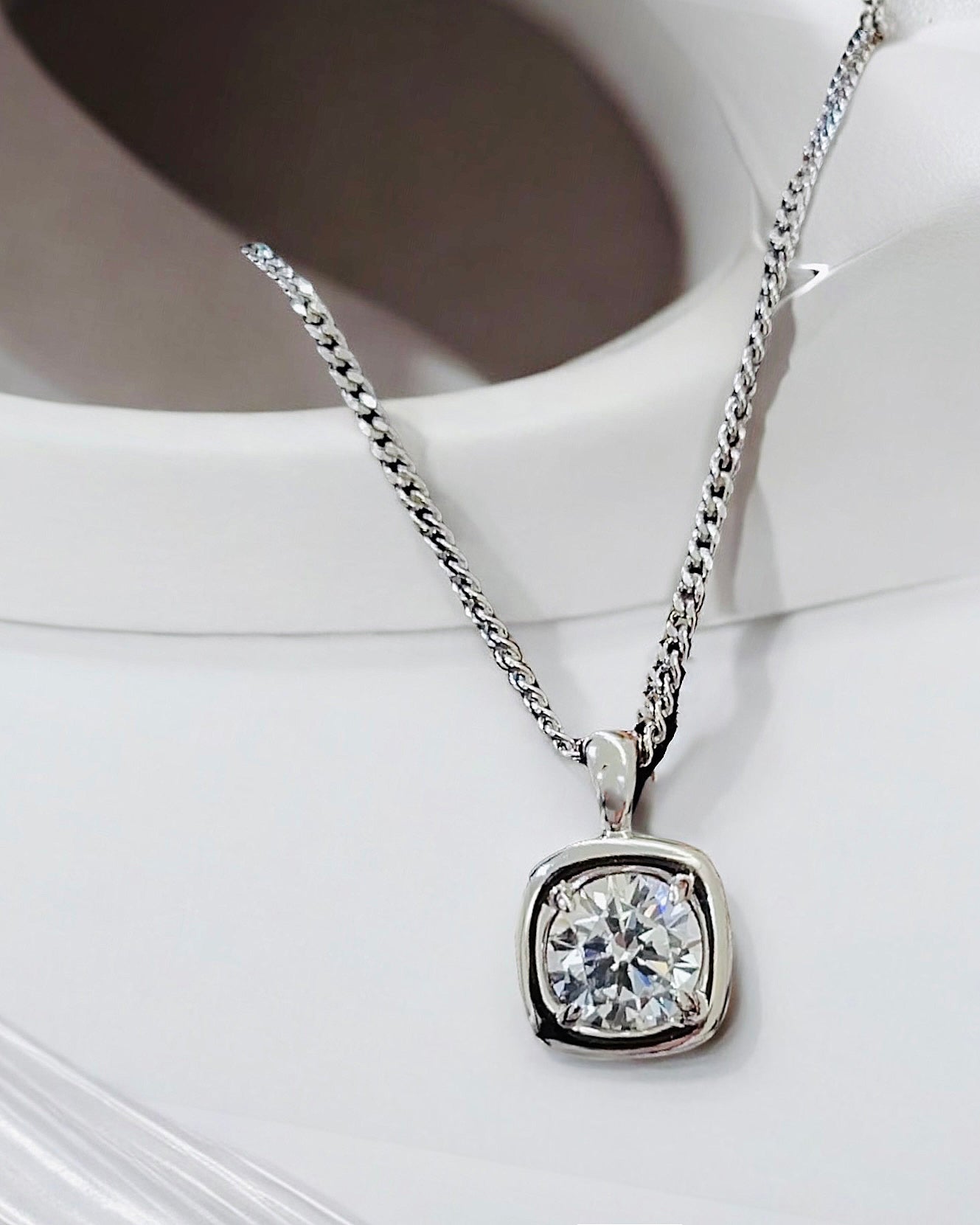 GAL square bazel 18K lab-grown round diamond pendant necklace *pre-order*