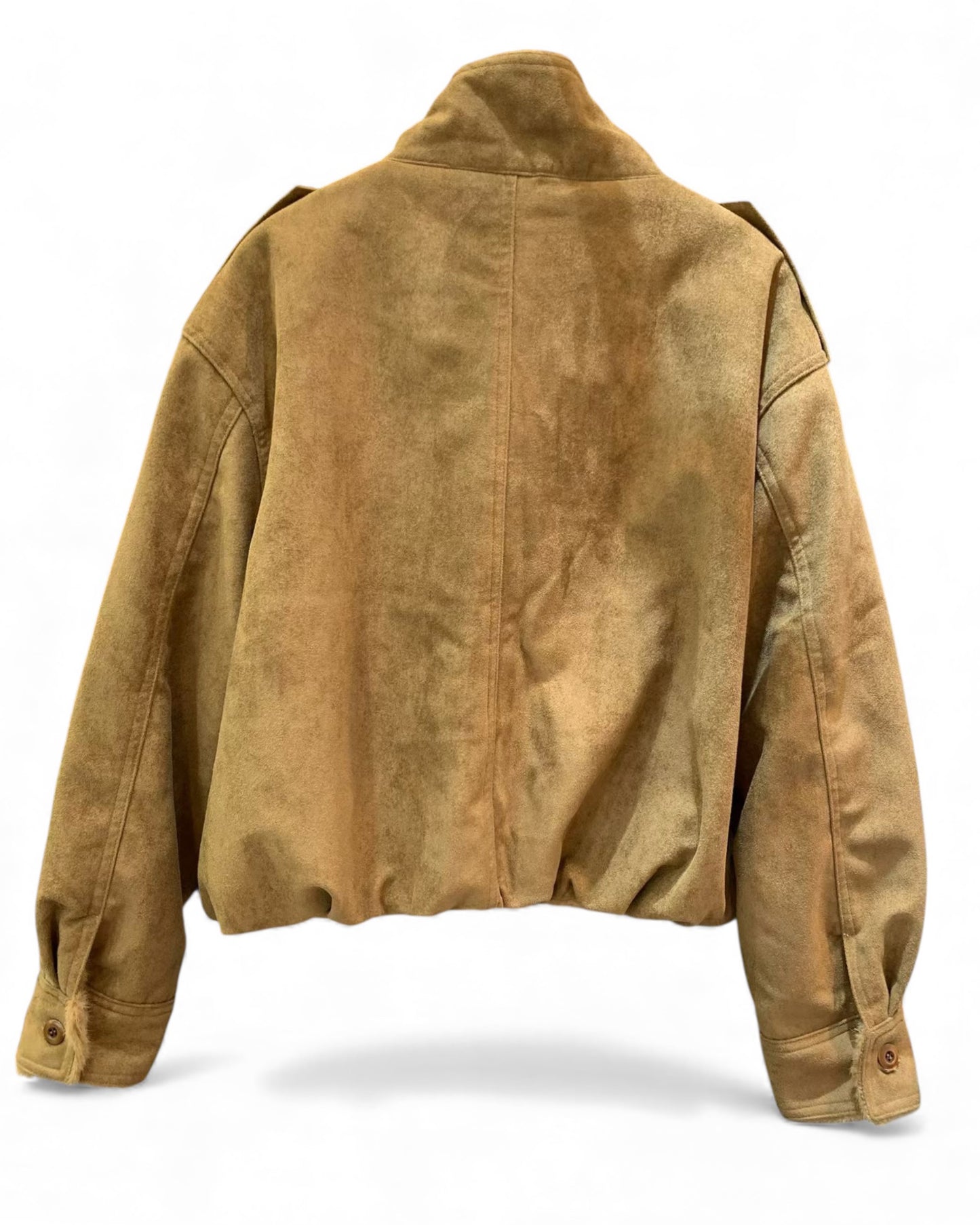 beige faux suede fur inner bomber jacket *pre-order*