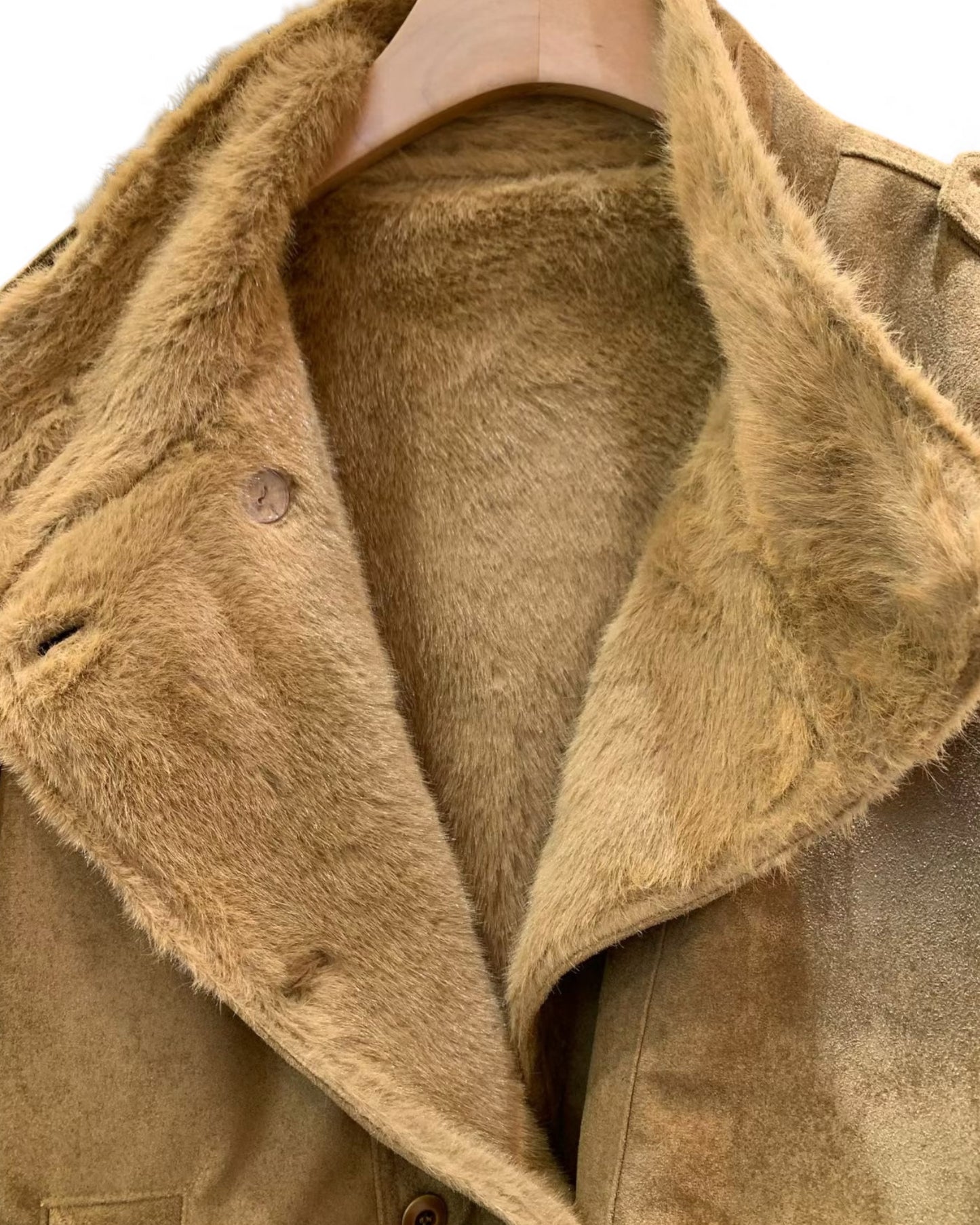beige faux suede fur inner bomber jacket *pre-order*