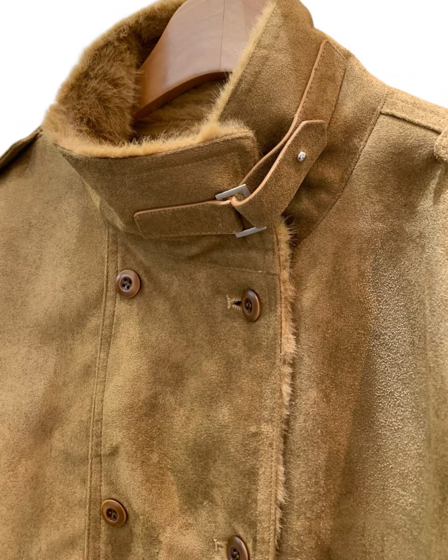 beige faux suede fur inner bomber jacket *pre-order*