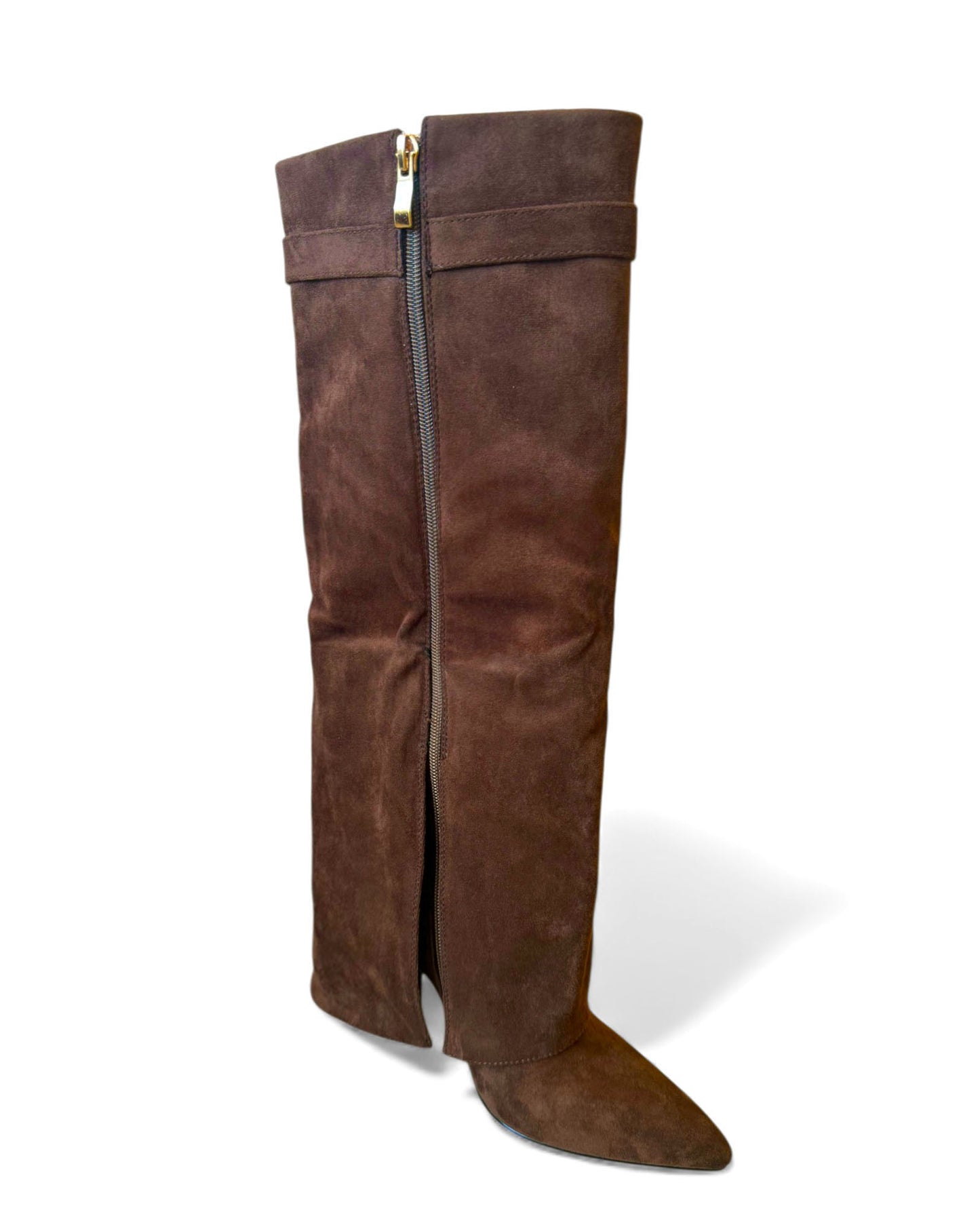 brown PU suede knee length boots *pre-order*