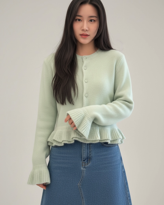 mint ruffles hem knitted top *pre-order*