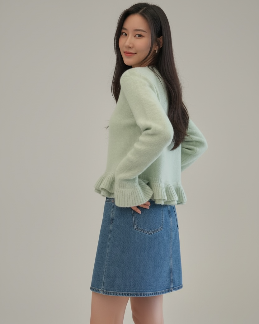 mint ruffles hem knitted top *pre-order*