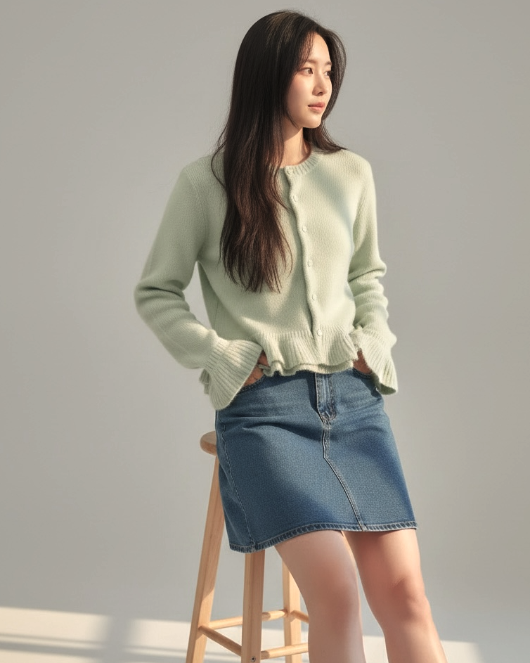 mint ruffles hem knitted top *pre-order*