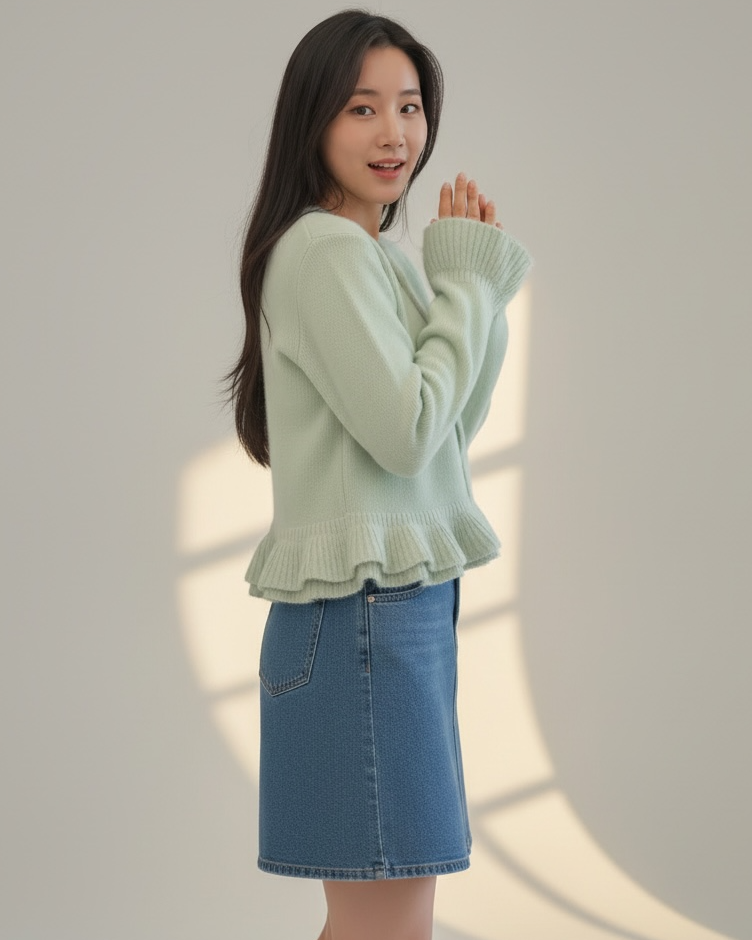 mint ruffles hem knitted top *pre-order*