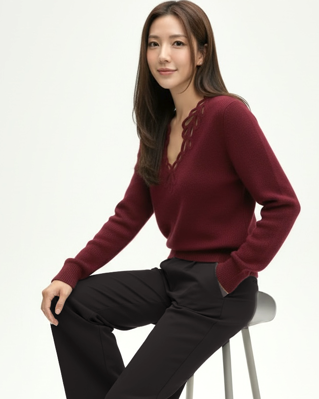 burgundy crochet knitted top