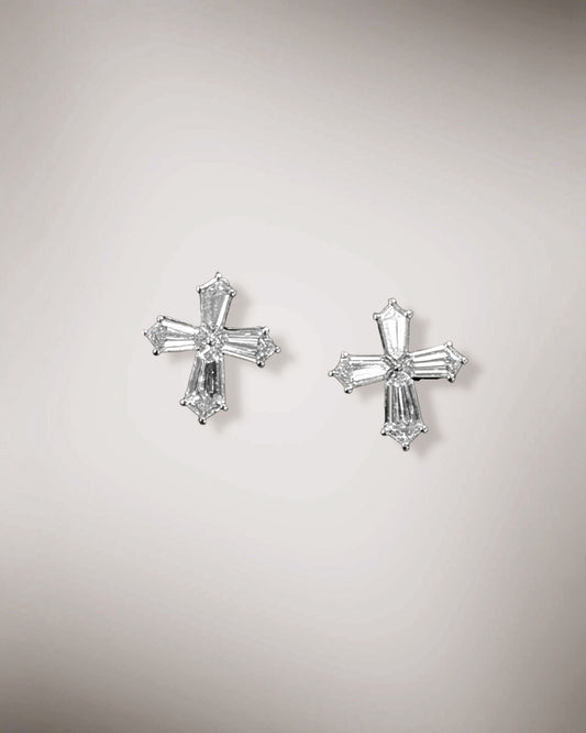 GAL geometric cross shape lab-grown diamond earrings *pre-order*
