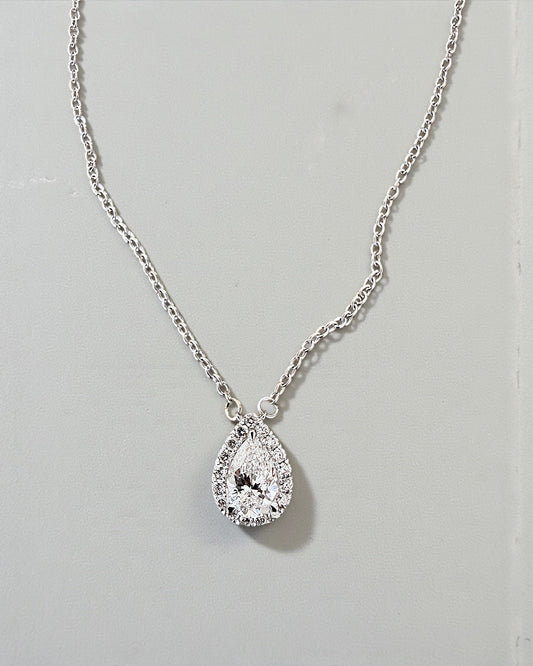 GAL 1ct pear halo lab-grown diamond necklace  *pre-order*