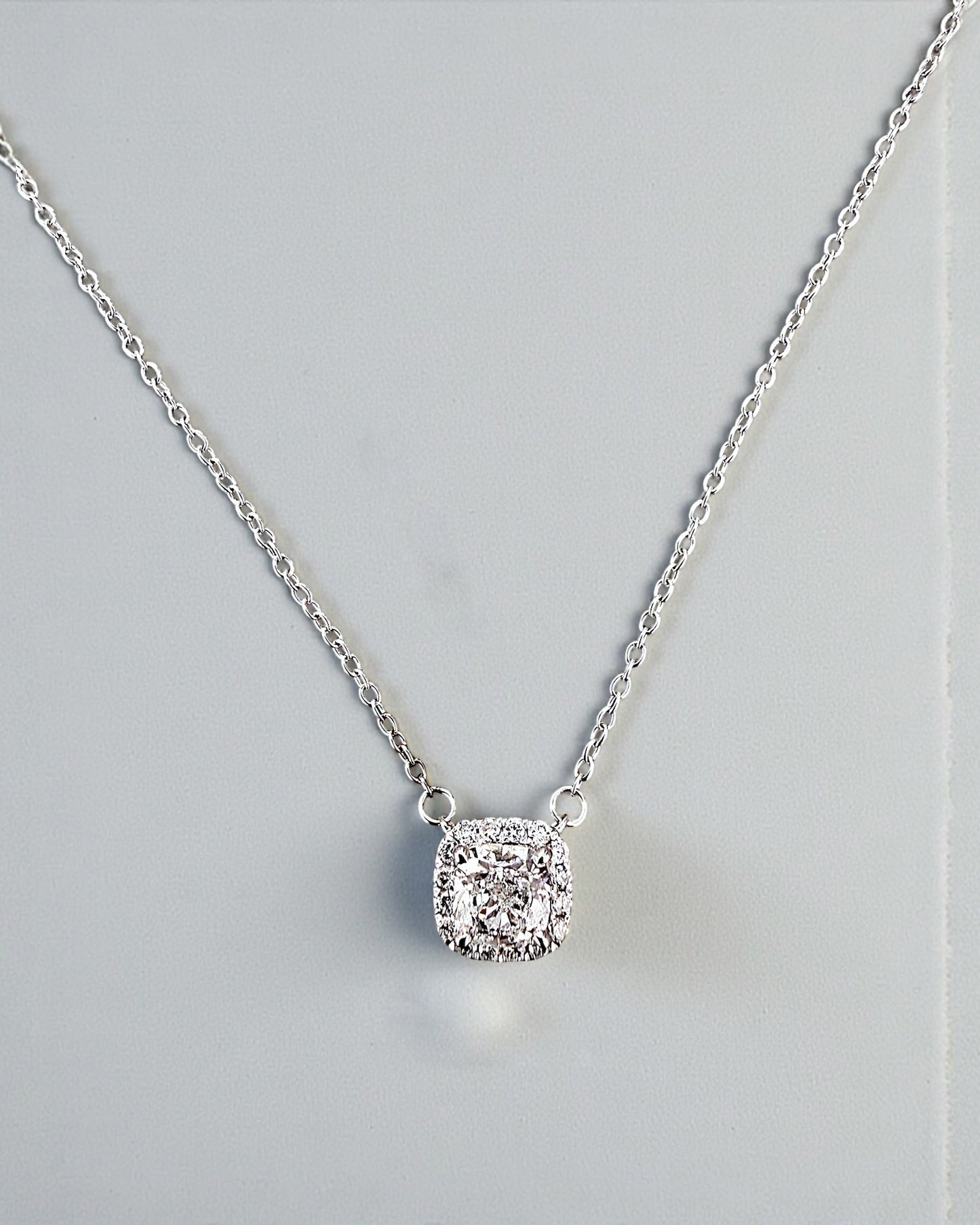 GAL 0.8ct cushion halo lab-grown diamond necklace  *pre-order*