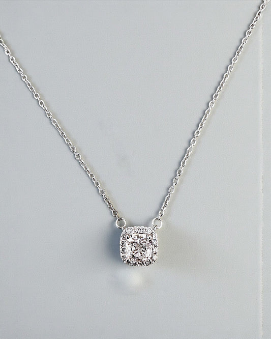GAL 0.8ct cushion halo lab-grown diamond necklace  *pre-order*