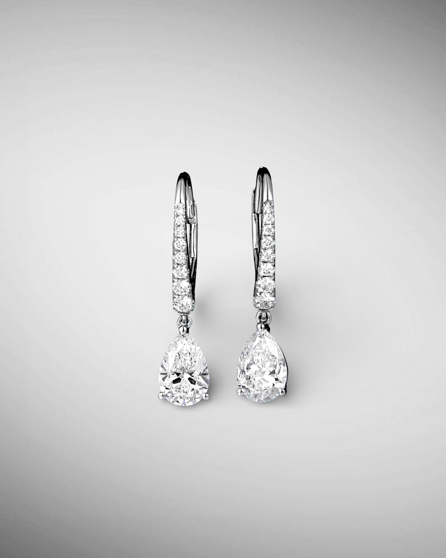 GAL 0.7ct pear halo lab-grown diamond drop earrings