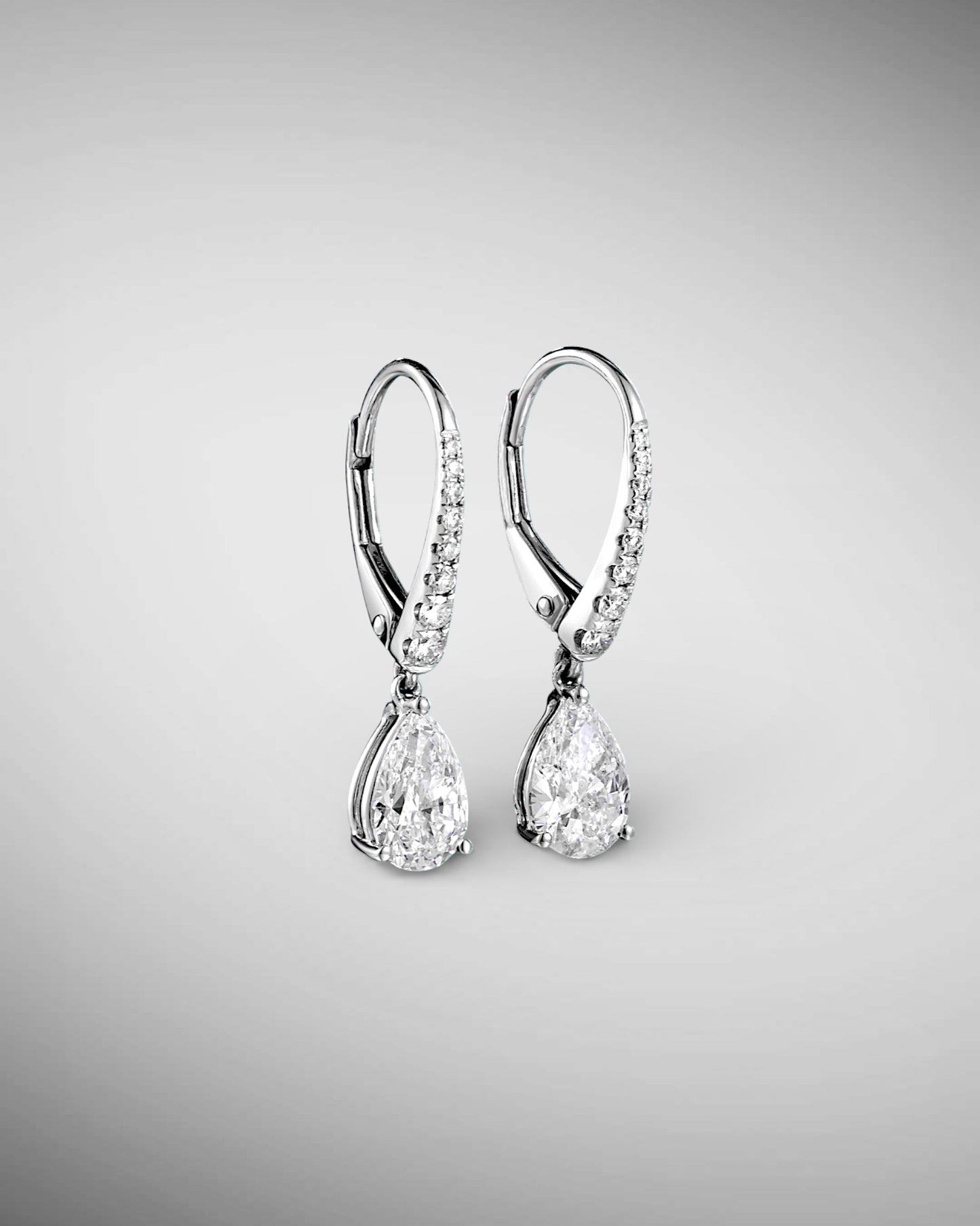 GAL 0.7ct pear halo lab-grown diamond drop earrings