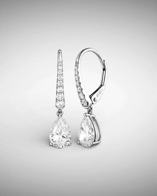 GAL 0.7ct pear halo lab-grown diamond drop earrings