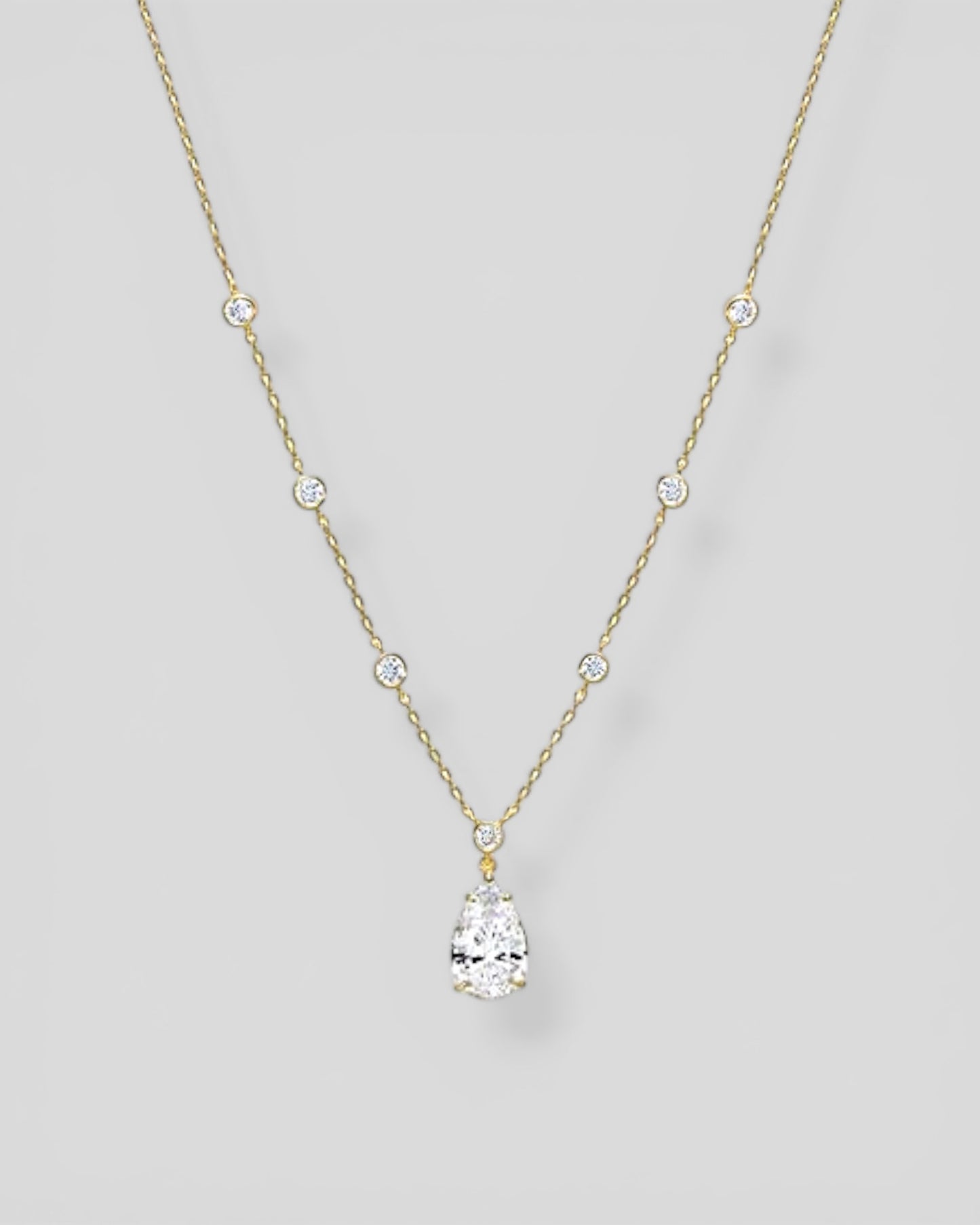 GAL 3ct pear drop bezel lab-grown diamond necklace *pre-order*