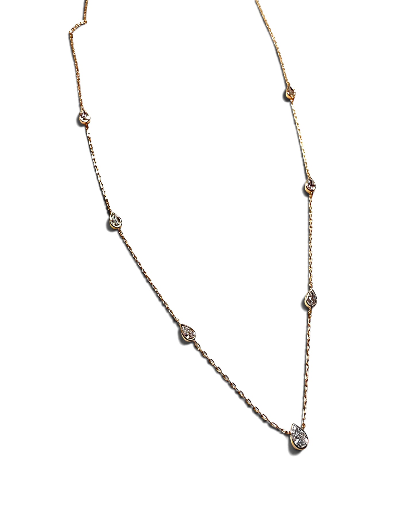 GAL 0.3ct pear bezel lab-grown diamond necklace