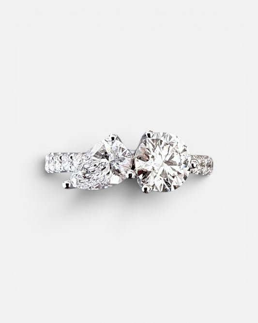 GAL 1.3ctw pear & round halo lab-grown diamond alloy ring