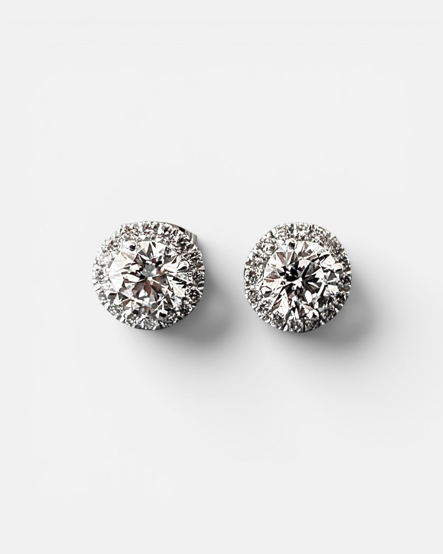 GAL 1ct round halo lab-grown diamond alloy studded earrings