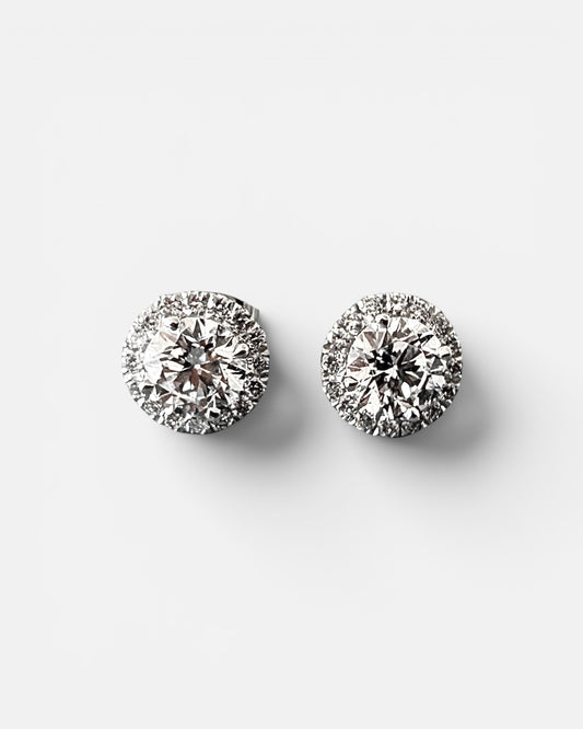 GAL 1ct round halo lab-grown diamond alloy studded earrings