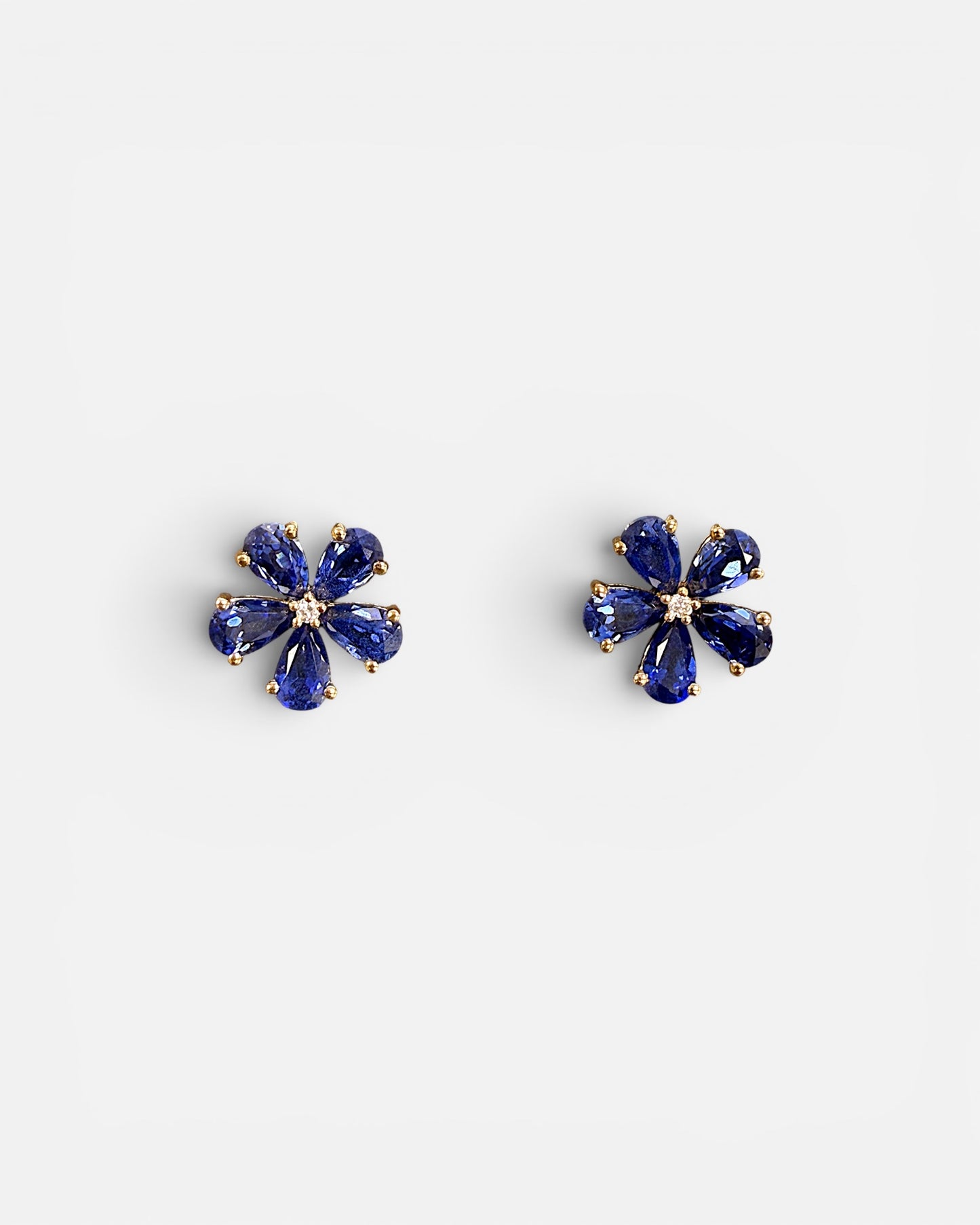GAL flower royal blue lab-grown diamond earrings