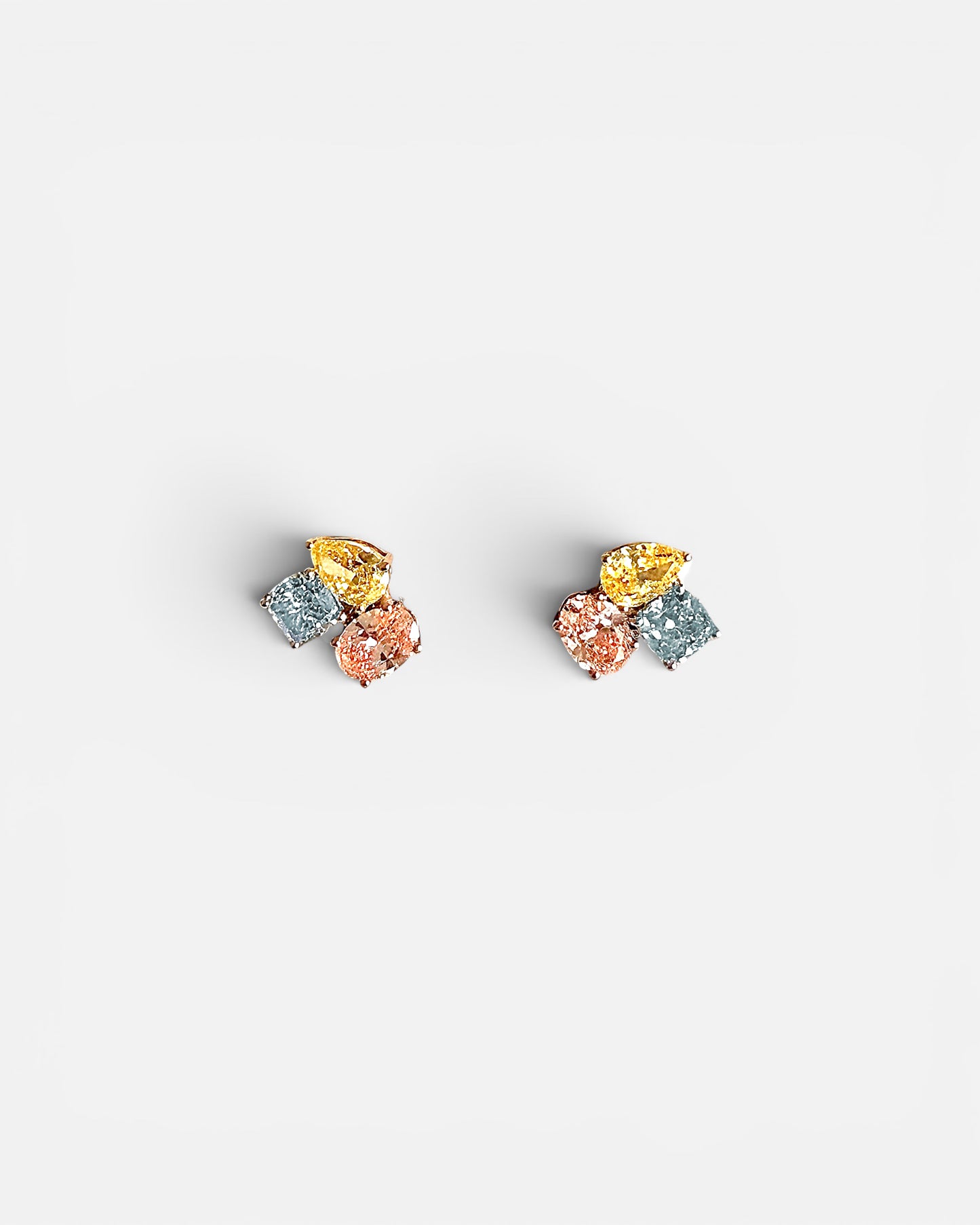 GAL coloured cluster lab-grown diamond stud earrings