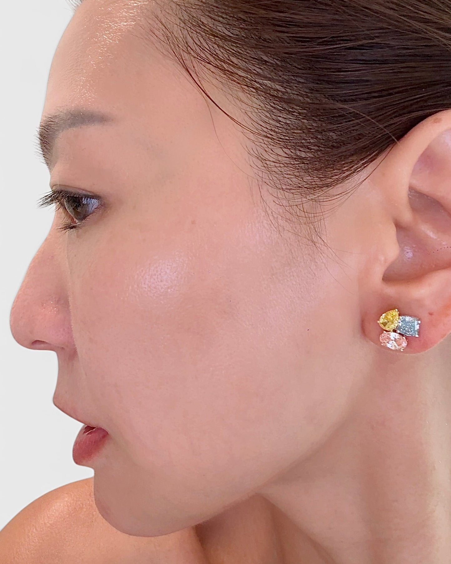 GAL coloured cluster lab-grown diamond stud earrings