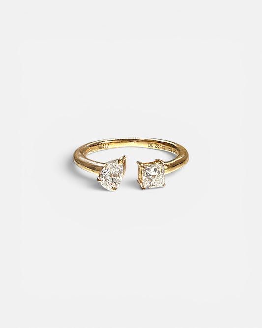 pear & princess lab-grown diamond mini open cuff Toi et Moi ring