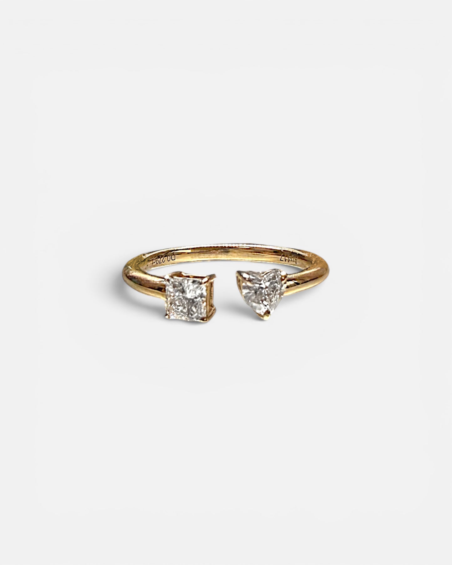 princess & heart mini open cuff Toi et Moi ring