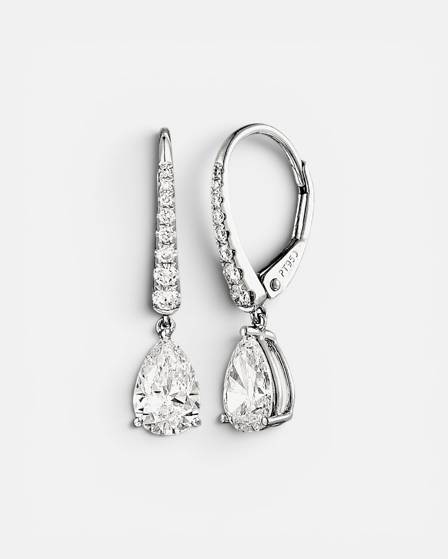 GAL 0.7ct pear halo lab-grown diamond drop earrings