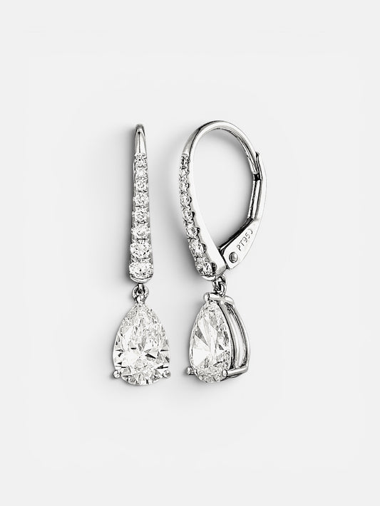 GAL 0.7ct pear halo lab-grown diamond drop earrings