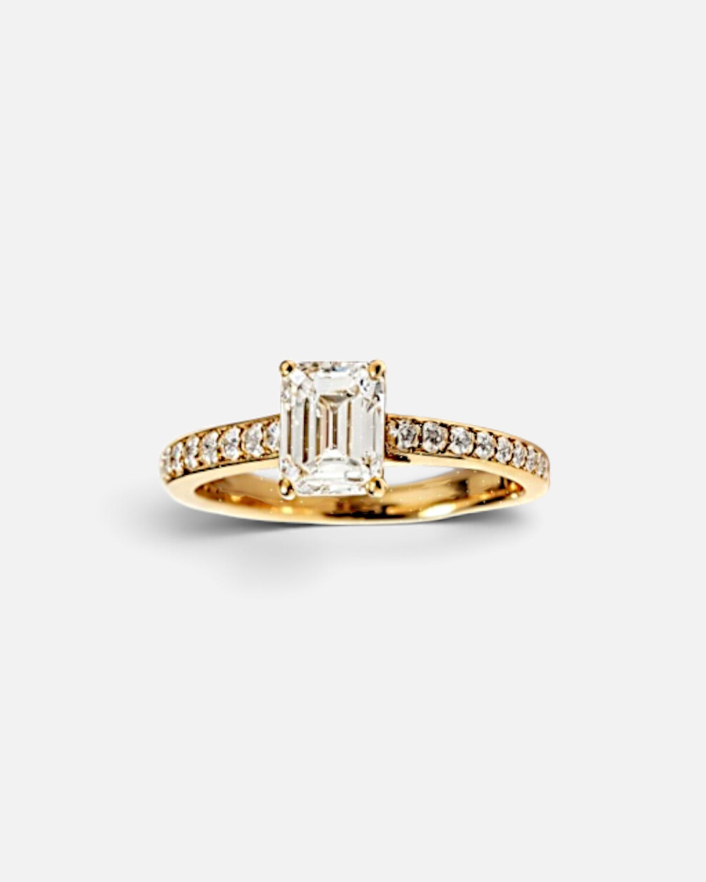 1ct emerald halo lab-grown rhodium plated ring