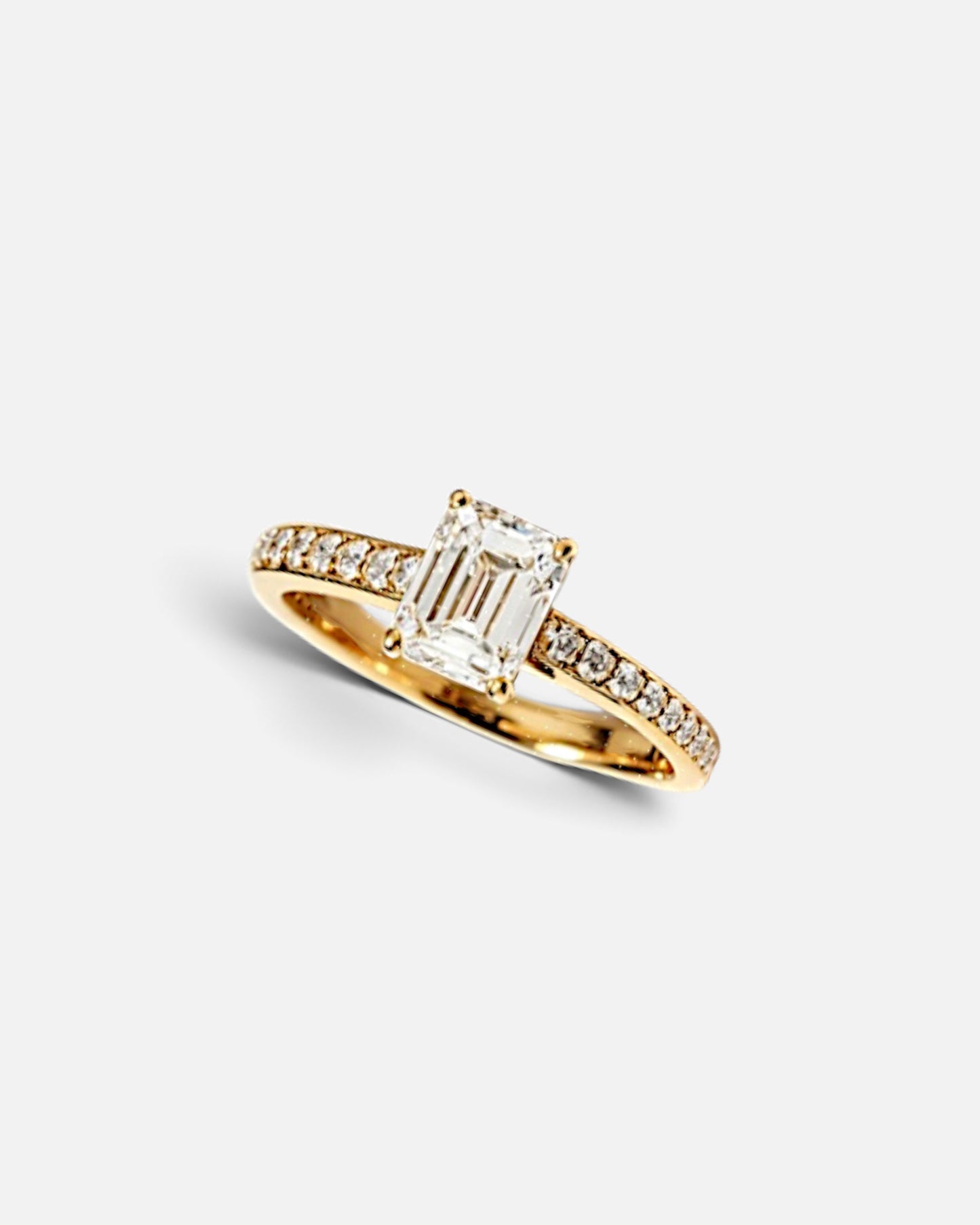 1ct emerald halo lab-grown rhodium plated ring