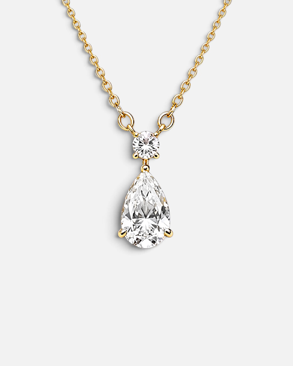 1ct pear lab-grown diamond rhodium plated necklace