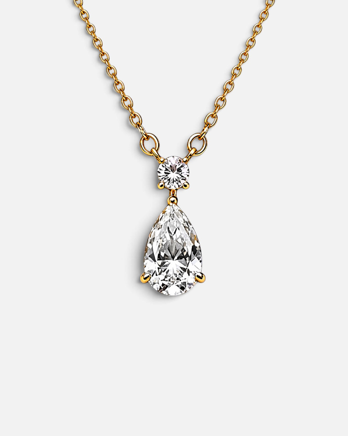 1ct pear lab-grown diamond rhodium plated necklace