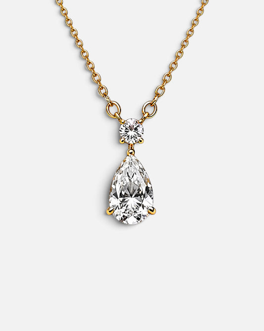 1ct pear lab-grown diamond rhodium plated necklace