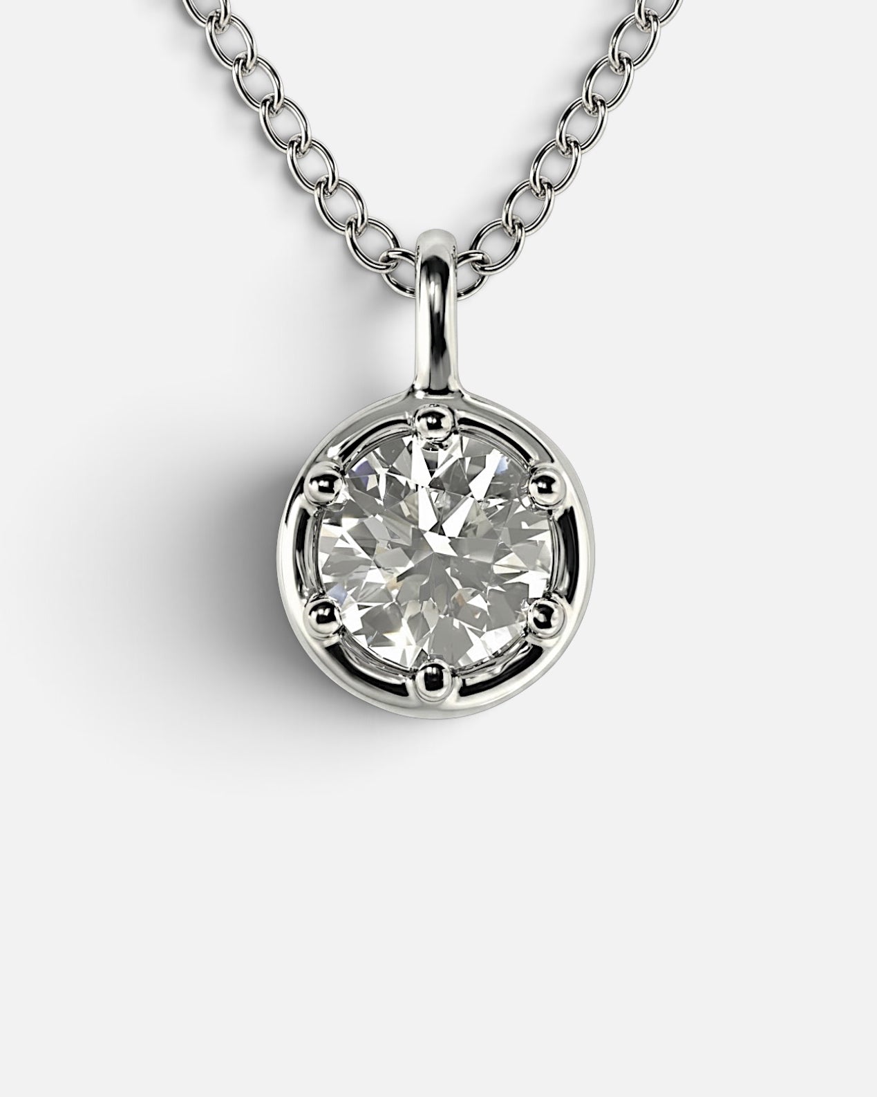 1ct round bezel lab-grown diamond rhodium plated necklace