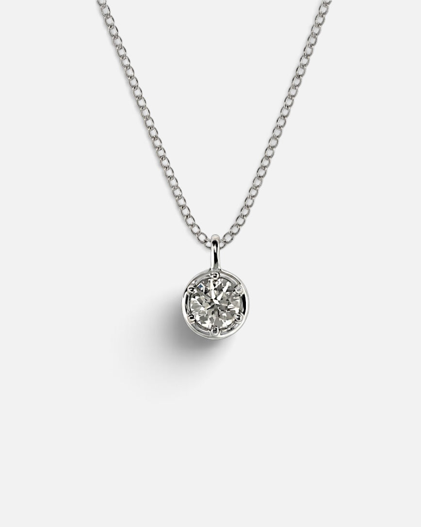 1ct round bezel lab-grown diamond rhodium plated necklace
