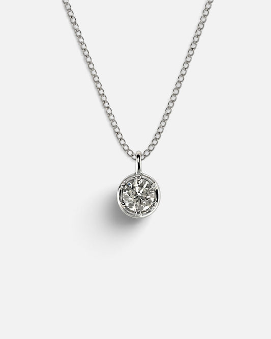 1ct round bezel lab-grown diamond rhodium plated necklace