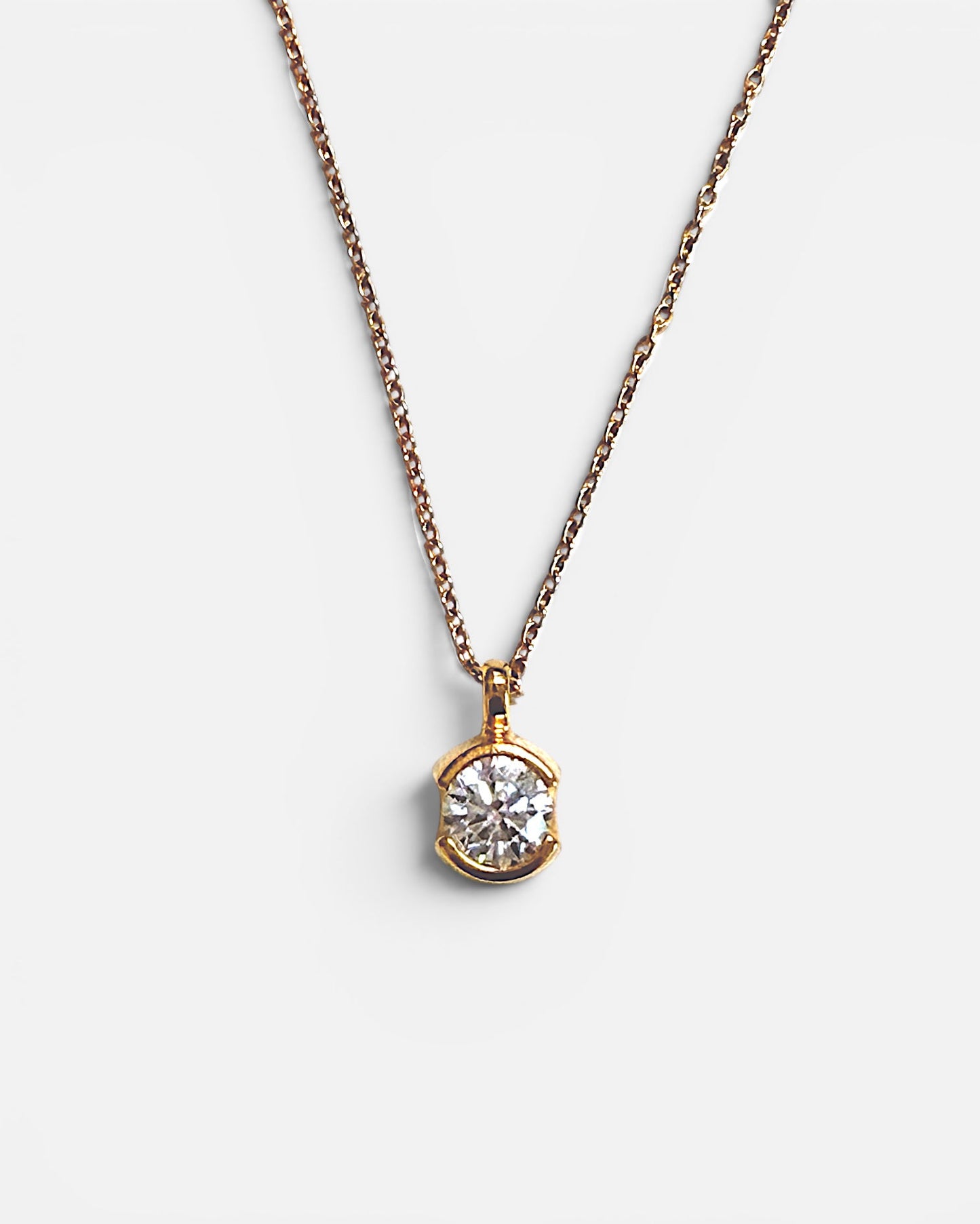 1ct round hale bezel lab-grown diamond rhodium plated necklace